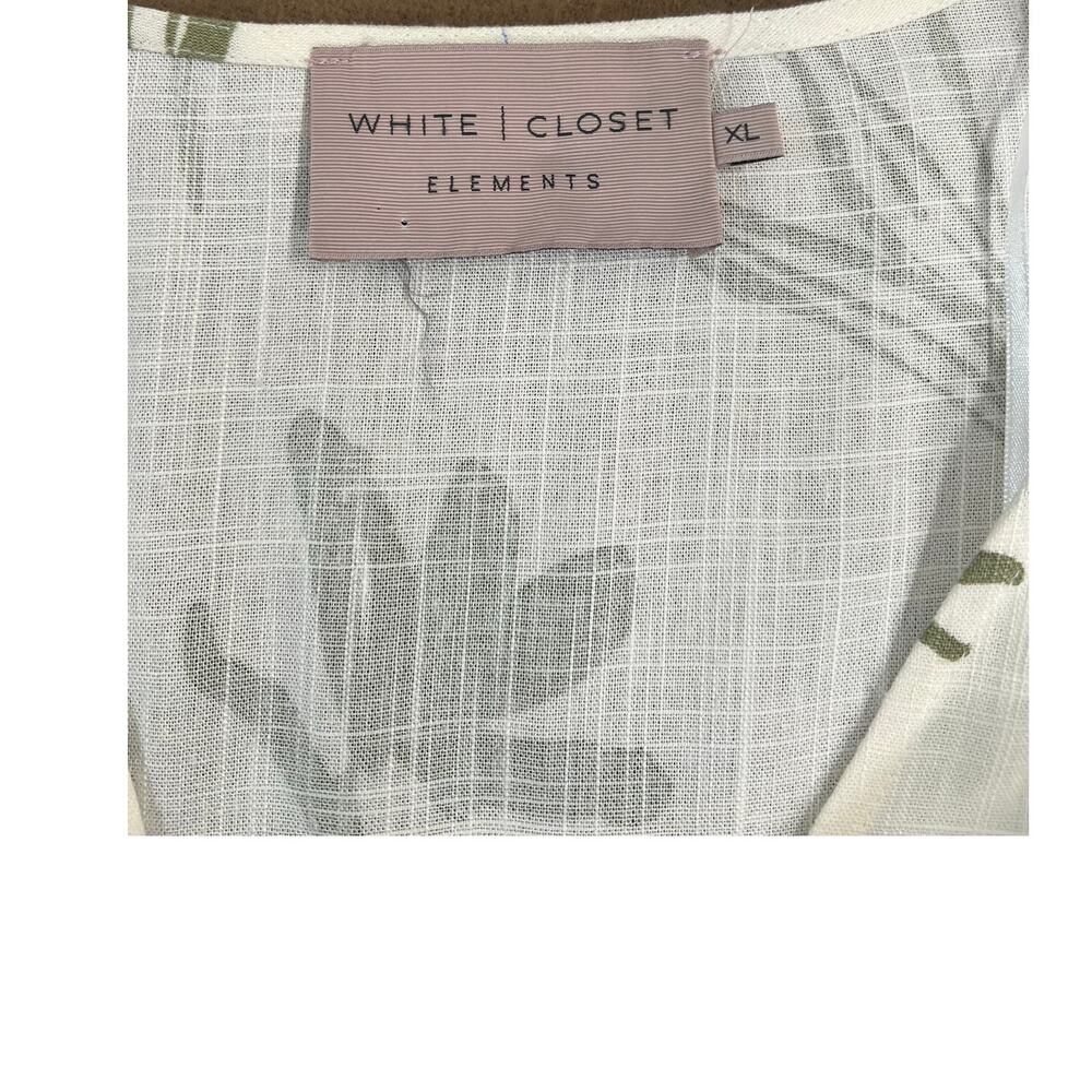 White Closet Elements Linen Blend Cream Olive Green Empire Waist Maxi Dress XL - Picture 12 of 12